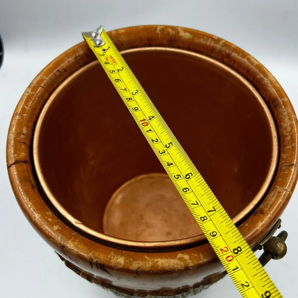 Vintage Carved Wood Wine Champagne Cooler Aldo Tura Style Metal Liner MCM‎